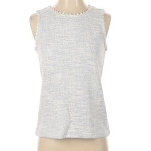 SOLD ELSEWHERE Cute J.Crew Sleeveless White/Blue Blouse - Size XS
